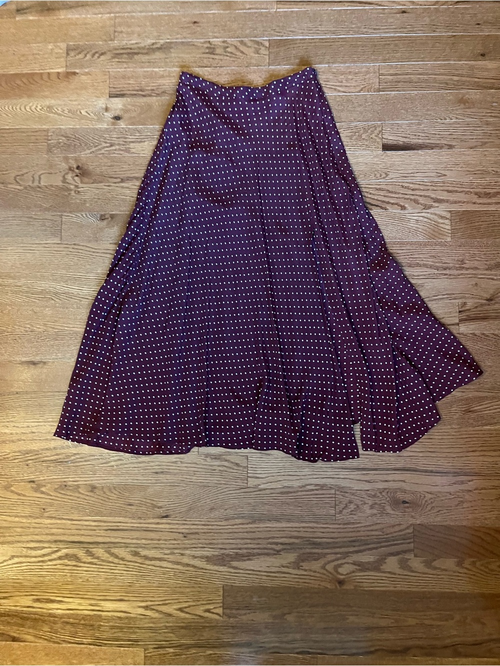 Mango Burgundy Polka Dot Circle Skirt